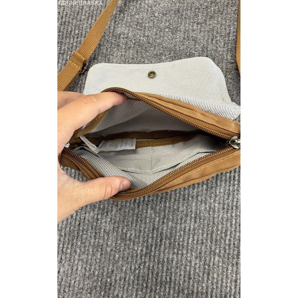 Carhartt Brown Canvas Small Crossbody Bag Utility Pouch Adjustable Strap - Picture 4 of 10